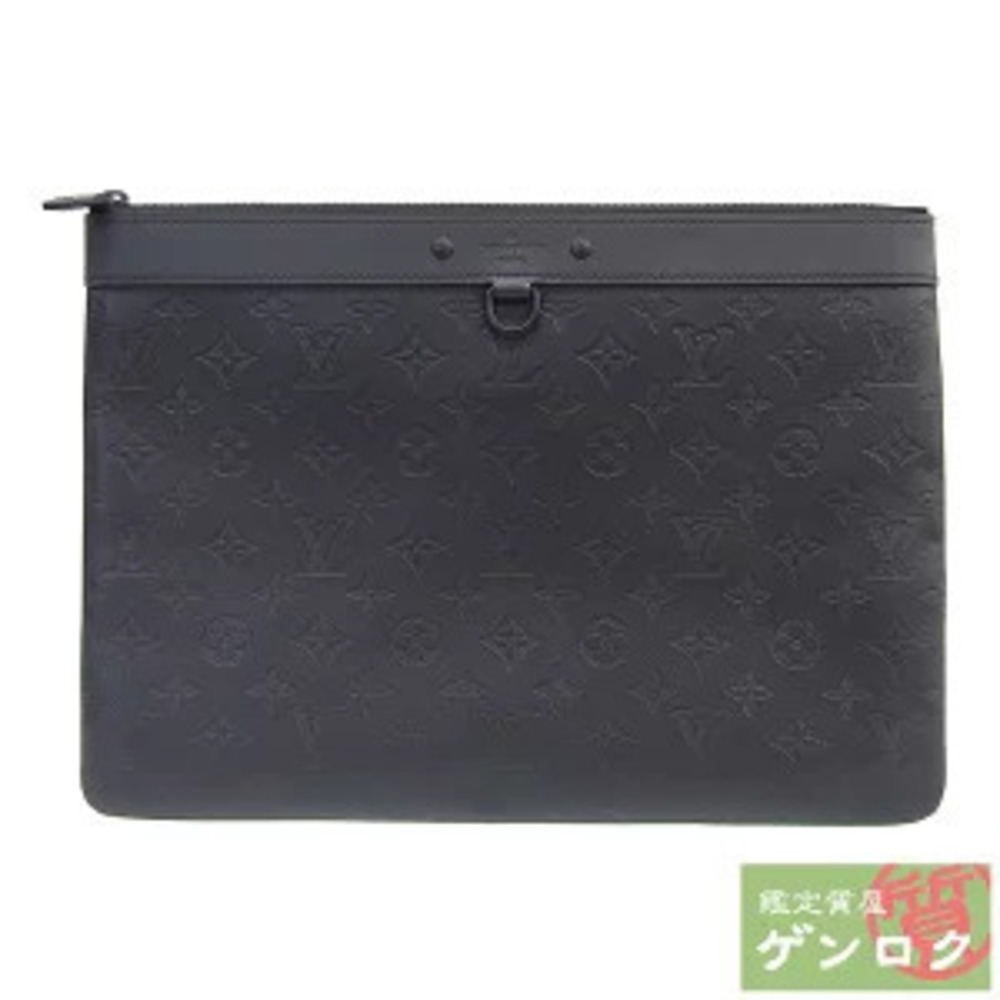 Louis Vuitton Monogram Pochette Discovery Clutch Bag Pouch Canvas Shadow Black